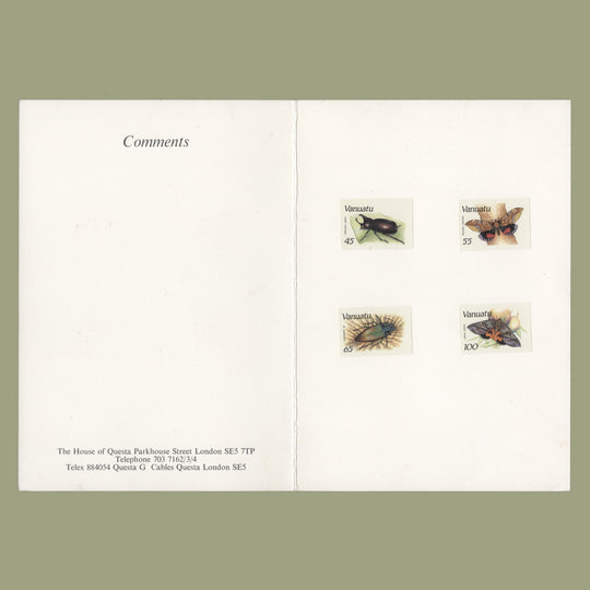 Vanuatu 1987 Insects imperf proofs in presentation folder