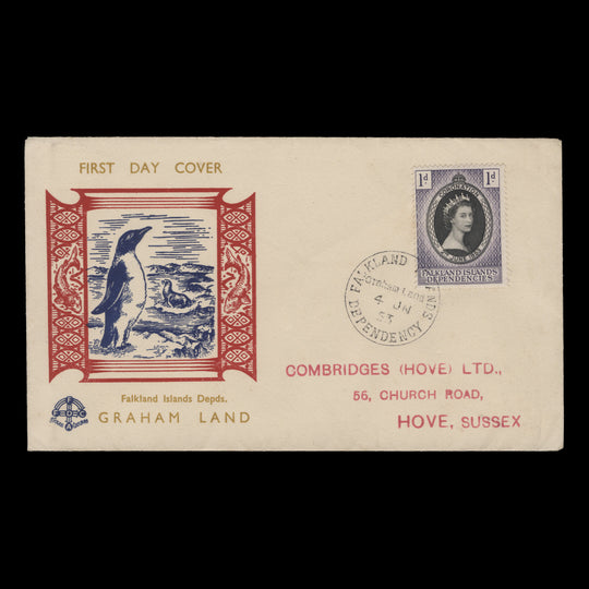 Falkland Islands Dependencies 1953 (FDC) 1d Coronation, Graham Land