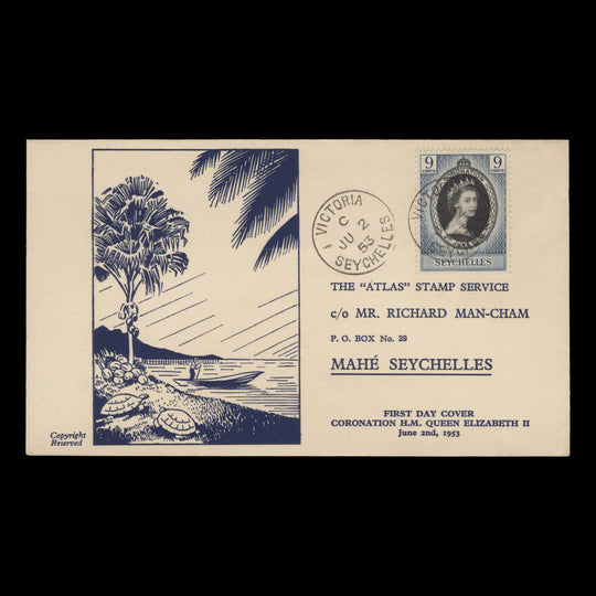 Seychelles 1953 (FDC) 9c Coronation, VICTORIA