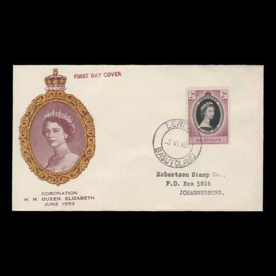 Basutoland 1953 (FDC) 2d Coronation, LERIBE