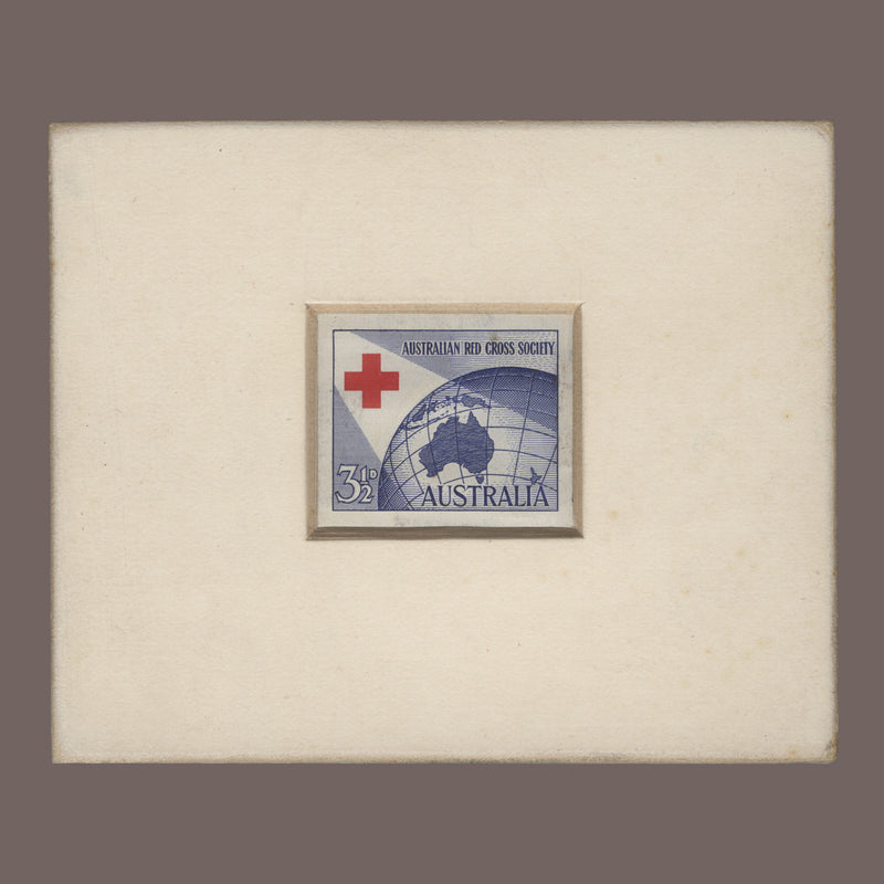 Australia 1954 (Proof) 3½d Red Cross Anniversary presentation card