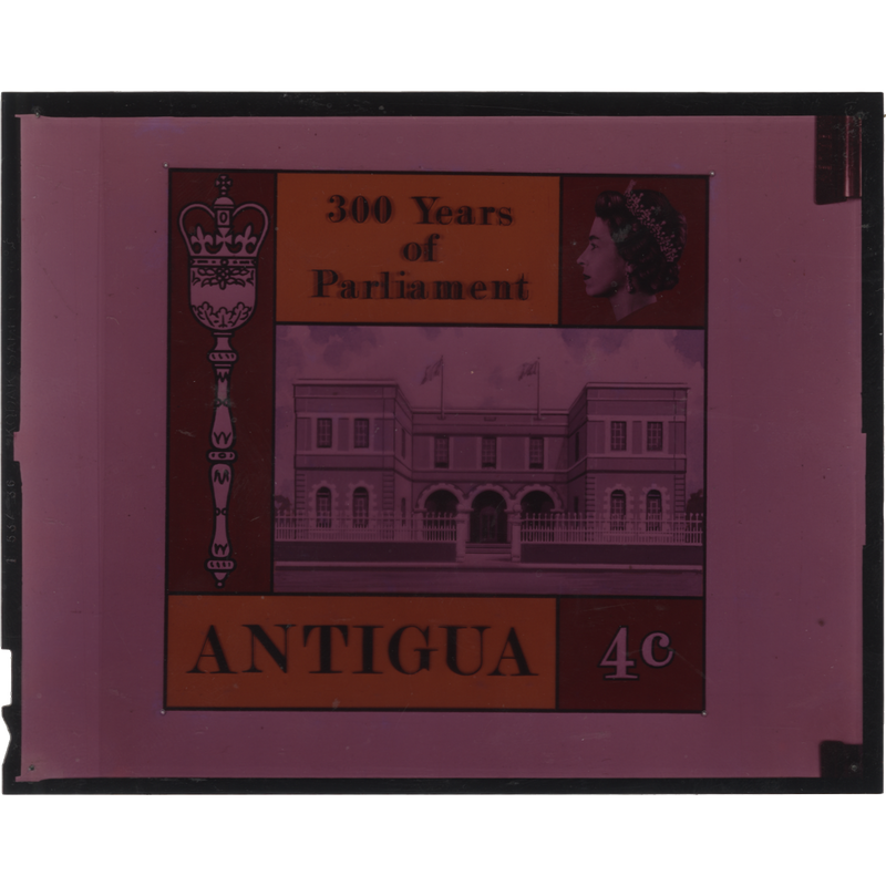 Antigua 1969 Parliament Tercentenary transparency of final artwork