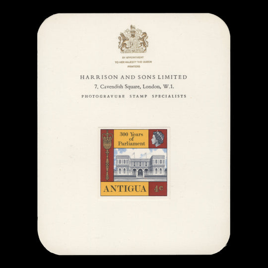 Antigua 1969 (Proof) 4c Parliament Tercentenary imperf single