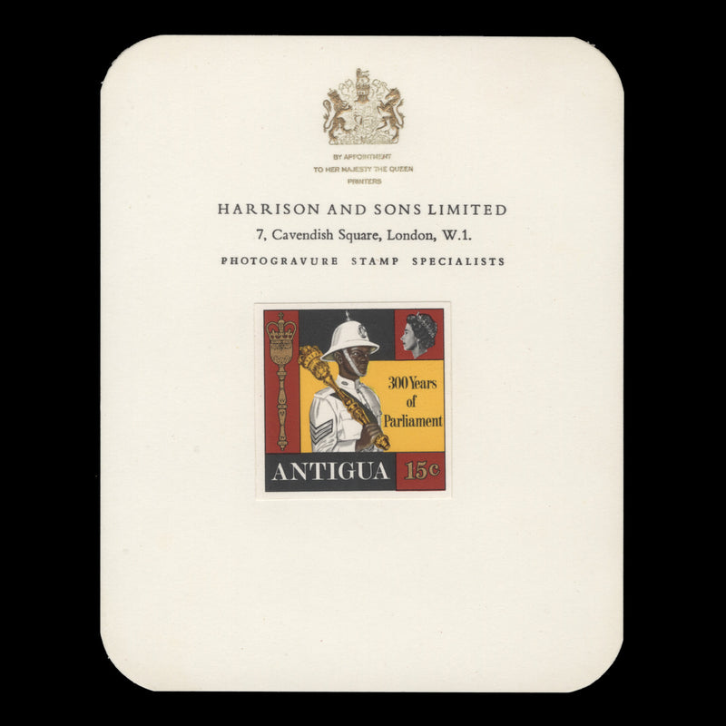 Antigua 1969 (Proof) 15c Parliament Tercentenary imperf single