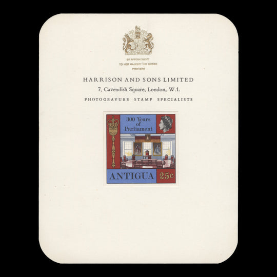 Antigua 1969 (Proof) 25c Parliament Tercentenary imperf single