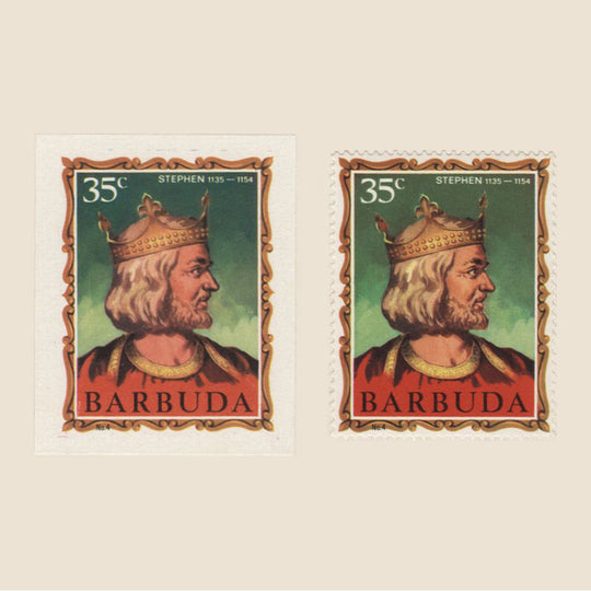 Barbuda 1970 (Proof) 35c English Monarchs, Stephen imperf single