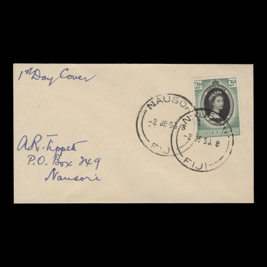 Fiji 1953 (FDC) 2½d Coronation, NAUSORI