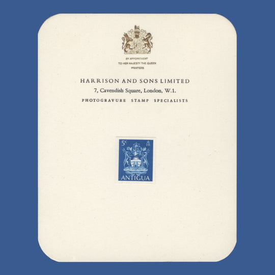 Antigua 1970 (Proof) 5c Arms imperf coil stamp on presentation card