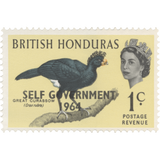 British Honduras 1964 (Variety) 1c Great Curassow overprint offset