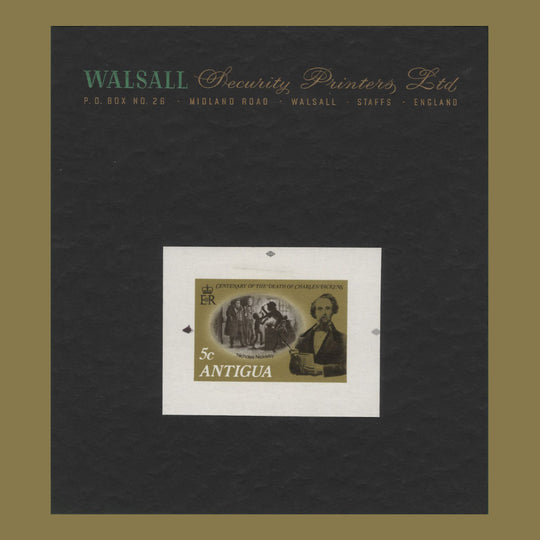 Antigua 1970 Charles Dickens Death Centenary final imperf proof