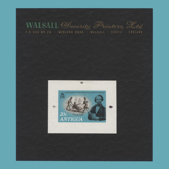 Antigua 1970 Charles Dickens Death Centenary final imperf proof