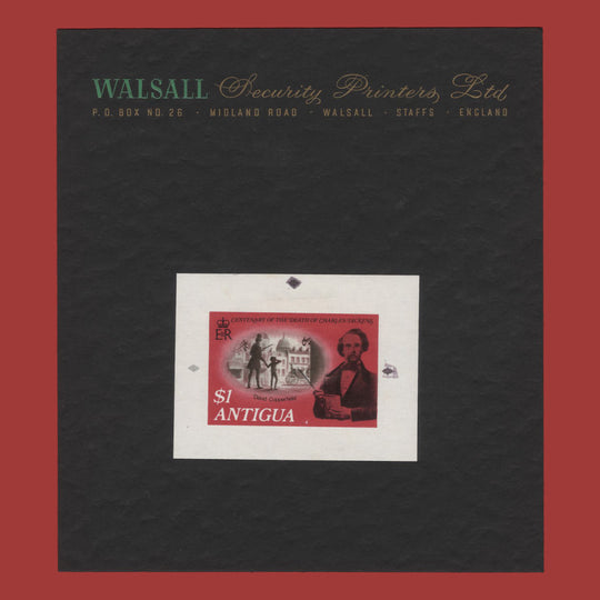 Antigua 1970 Charles Dickens Death Centenary final imperf proof