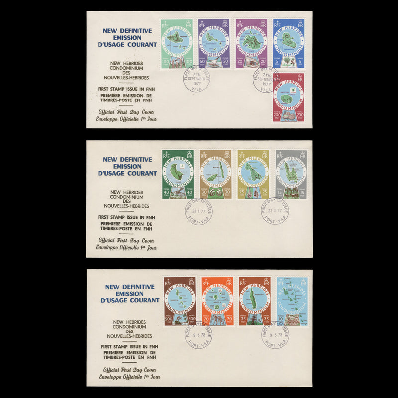 New Hebrides 1977 (FDC) Maps of the Islands Definitives