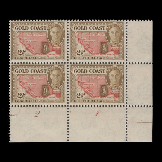 Gold Coast 1948 (MNH) 2½d Map of Gold Coast plate 2–1 block