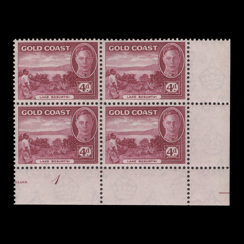 Gold Coast 1948 (MLH) 4d Lake Bosumtwi plate 1 block