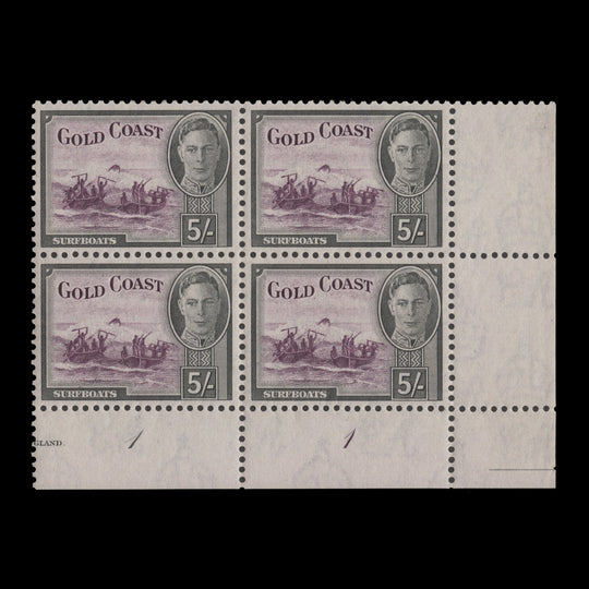 Gold Coast 1948 (MLH) 5s Surfboats plate 1–1 block