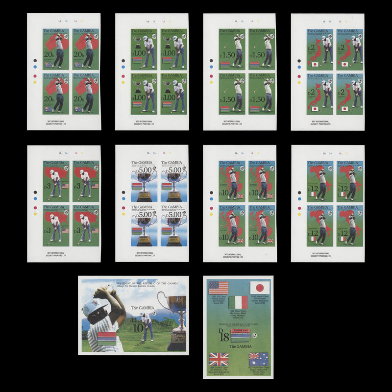 Gambia 1992 (MNH) Open Golf Championships imperf plate blocks and miniature sheets