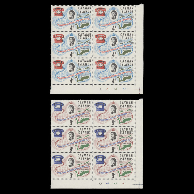Cayman Islands 1966 (MNH) International Telephone Links plate blocks