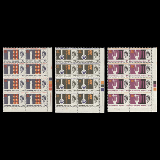 Cayman Islands 1966 (MNH) UNESCO Anniversary plate blocks