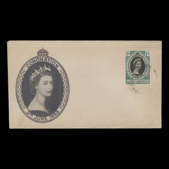 Cayman Islands 1953 (FDC) 1d Coronation, GEORGETOWN