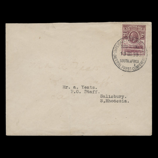 Basutoland 1935 Imperial Press Conference cover, 13 III 35