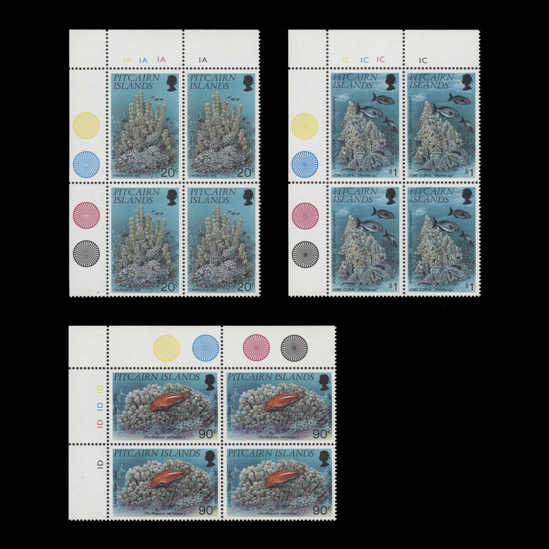 Pitcairn Islands 1994 (MNH) Corals traffic light/plate blocks