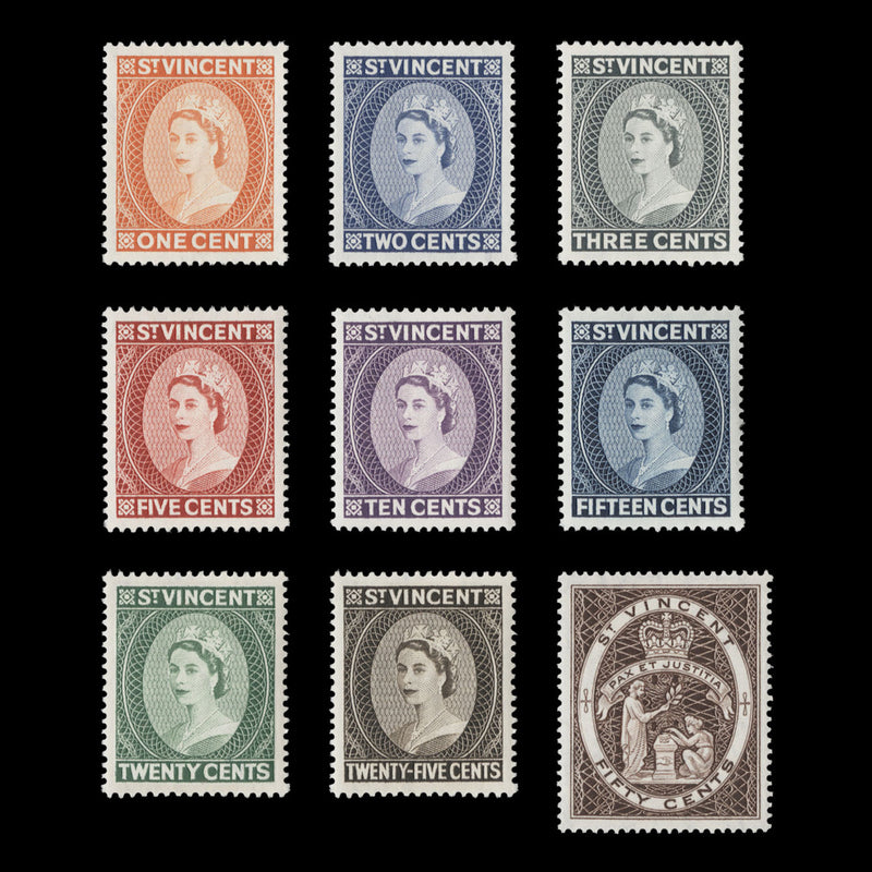 Saint Vincent 1964 (MNH) Definitives, perf 13 x 14, St Edward's crown watermark