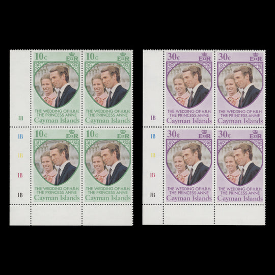 Cayman Islands 1973 (MNH) Royal Wedding plate blocks