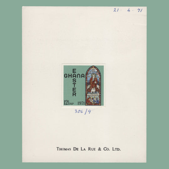 Ghana 1971 (Proof) 12½np Easter imperf single on presentation card