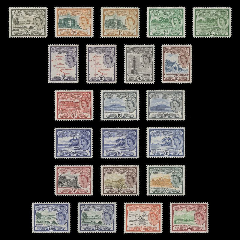 St Christopher Nevis Anguilla 1954 (MNH) Definitives. SG106a-118, SC120-234