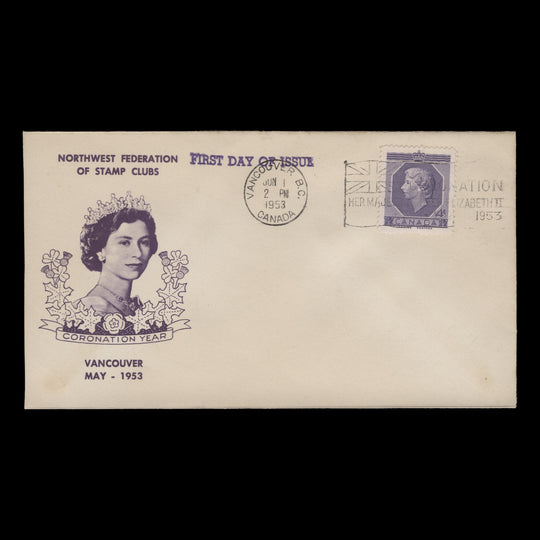 Canada 1953 (FDC) 4c Coronation, VANCOUVER