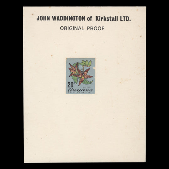 Guyana 1972 (Proof) 20c Paphinia Cristata imperf single on presentation card