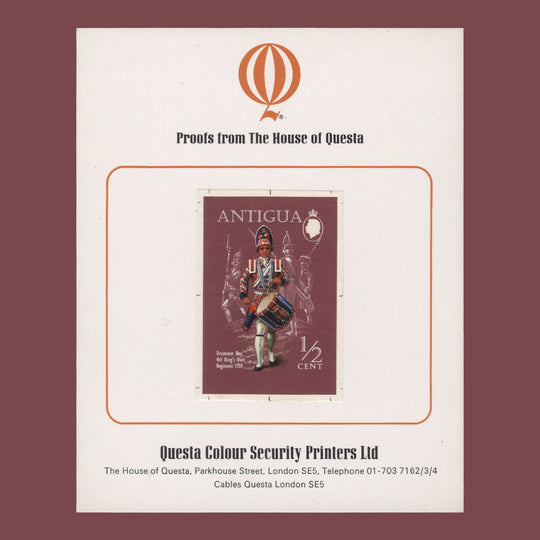 Antigua 1970 (Proof) ½c Drummer Boy, 4th King's Own Regiment imperf single