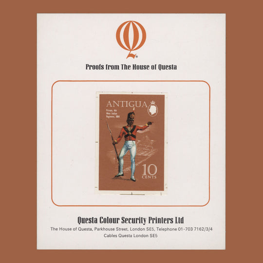 Antigua 1970 (Proof) 10c Private, 4th West India Regiment imperf single