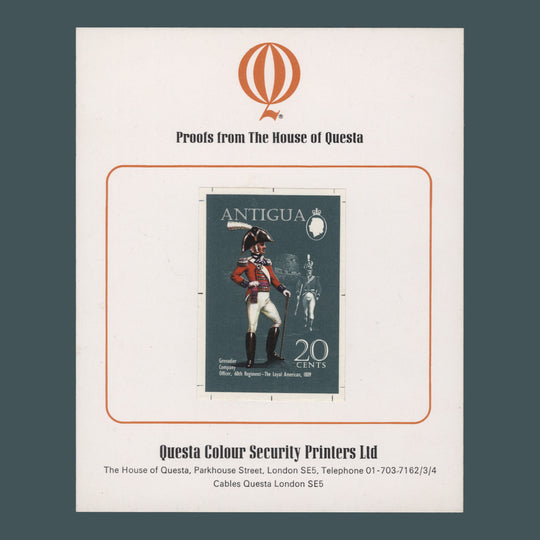Antigua 1970 (Proof) 20c Grenadier Company Officer, 60th Regiment imperf single