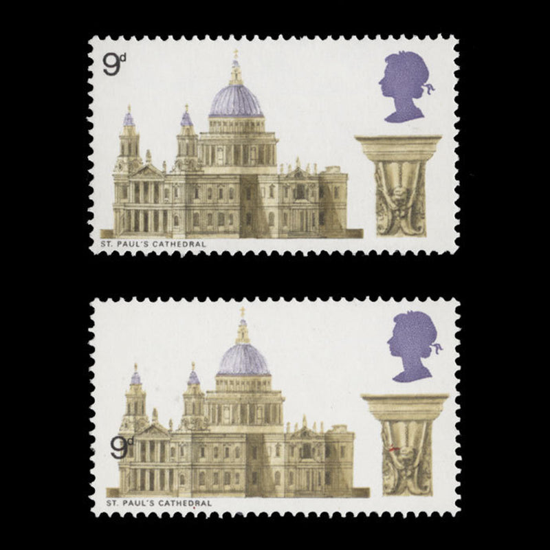Great Britain 1969 (Variety) 9d Cathedrals black shift