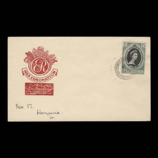 Somaliland Protectorate 1953 (FDC) 15c Coronation, HARGEISA