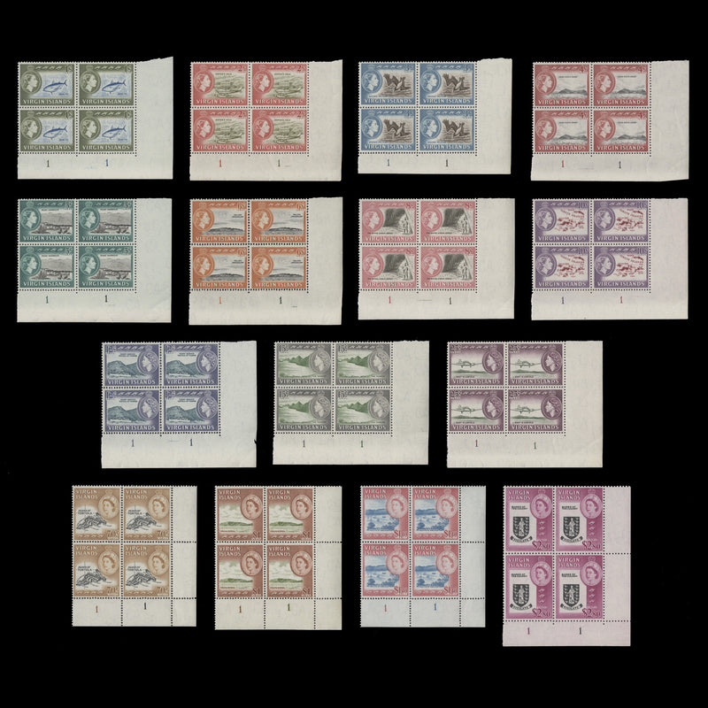 British Virgin Islands 1964 (MNH) Definitives plate blocks. SG178-192, SC144-158