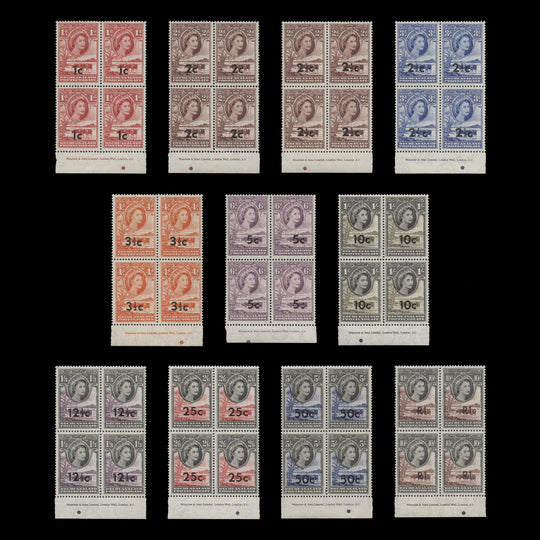 Bechuanaland 1961 (MNH) Decimal Provisionals imprint blocks. SG157-167b