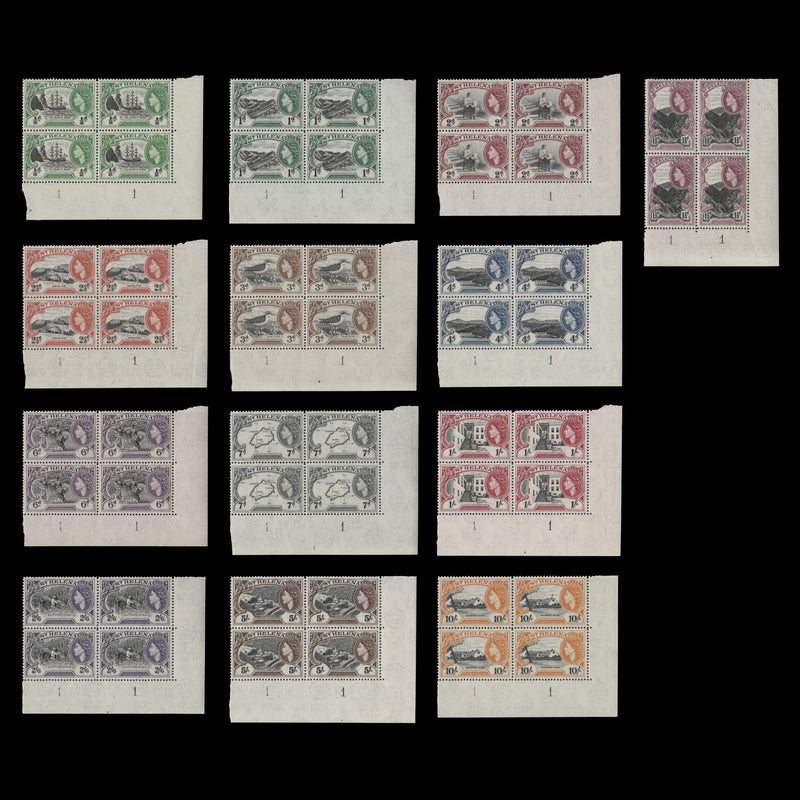 Saint Helena 1953 (MNH) Definitives plate blocks. SG131-140, SC140-152