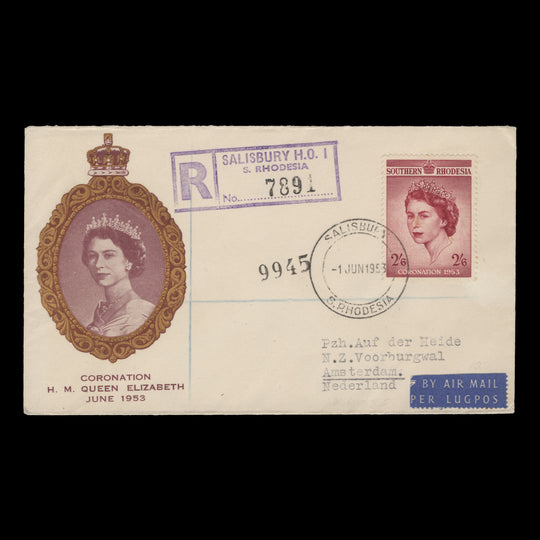 Southern Rhodesia 1953 (FDC) 2s6d Coronation, SALISBURY