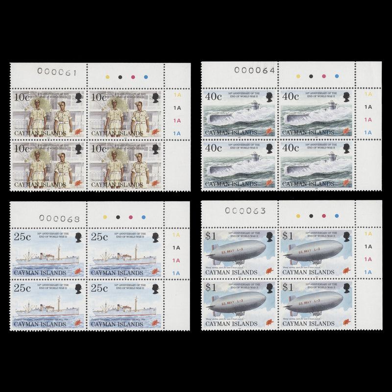 Cayman Islands 1995 (MNH) End of WWII Anniversary plate blocks