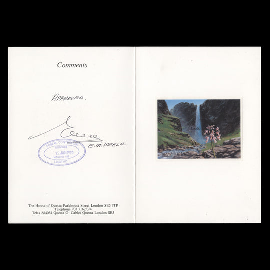 Lesotho 1990 Local Orchids imperf proof miniature sheet