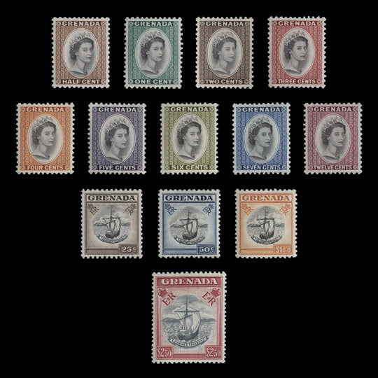 Grenada 1953-59 (MLH) Definitives, script watermark