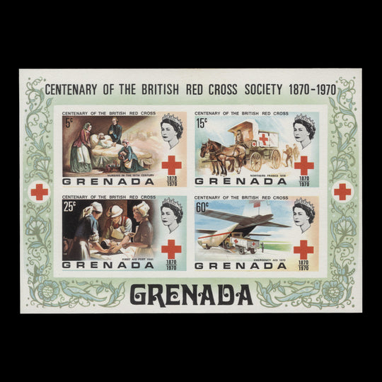 Grenada 1970 (Variety) Red Cross Centenary imperf miniature sheet