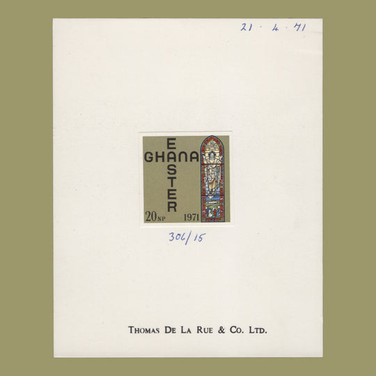 Ghana 1971 (Proof) 20np Easter imperf single on presentation card