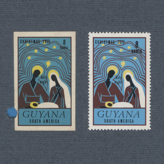 Guyana 1972 Christmas original imperf proof on presentation card