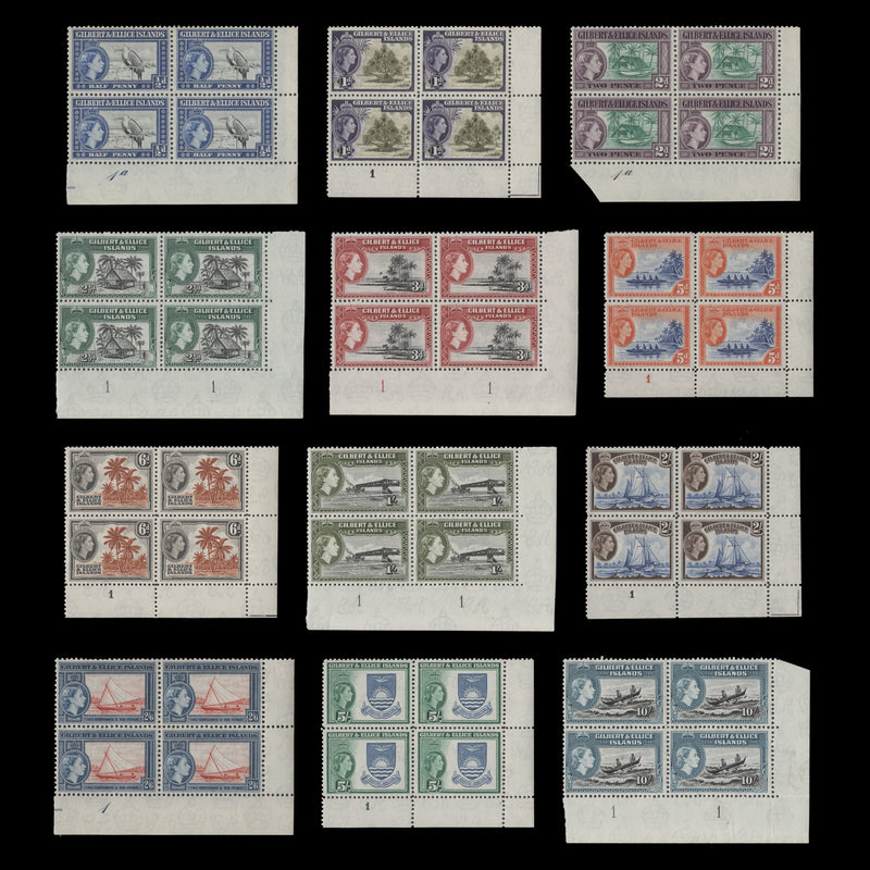 Gilbert & Ellice Islands 1956 (MNH) Definitives plate blocks