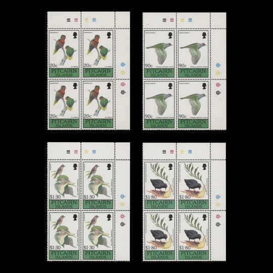 Pitcairn Islands 1990 (MNH) Birds traffic light/plate blocks