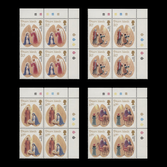 Pitcairn Islands 1991 (MNH) Christmas traffic light/plate blocks